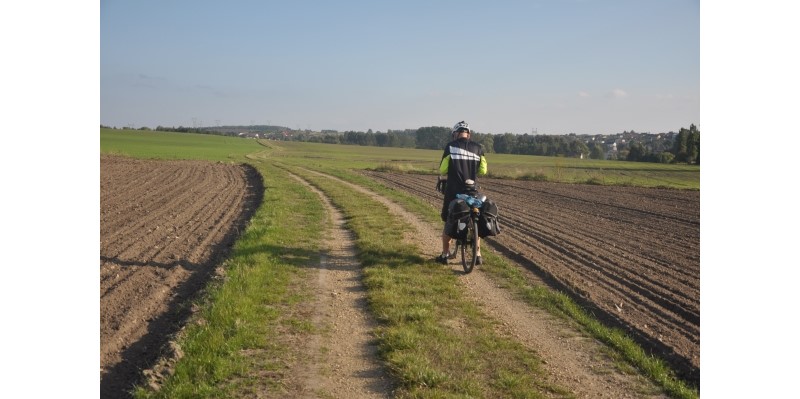 Przed Ogrodzieńcem droga prowadzi m.in. malowniczą drogą wśród pól